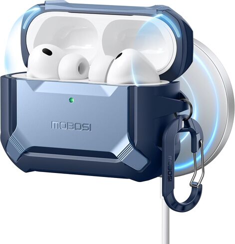 MOBOSI for AirPods Pro 3 Case with Magnetic Lid Lock,Black | Compatible with MagSafe,Military Grade Shockproof Protective Cover with Cleaner Kit& Keychain for iPod Pro 3 Case(2025) in Saudi Arabia