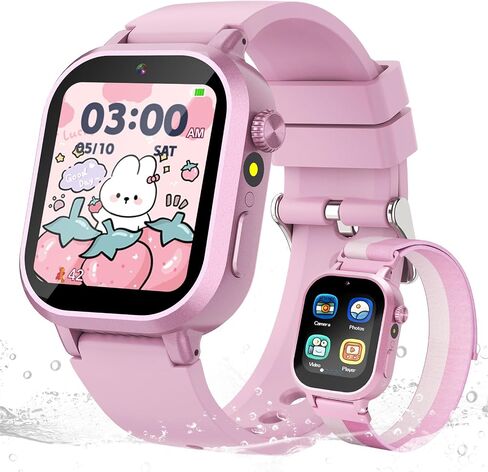 Wiszodet Kids Waterproof Smart Watch Girls Gift Age 3-12 with 39 Game HD Touch Screen Music Player Video Camera Pedometer Alarm Clock Birthday Gift for 6 7 8 9 Year Olds Pink in Saudi Arabia