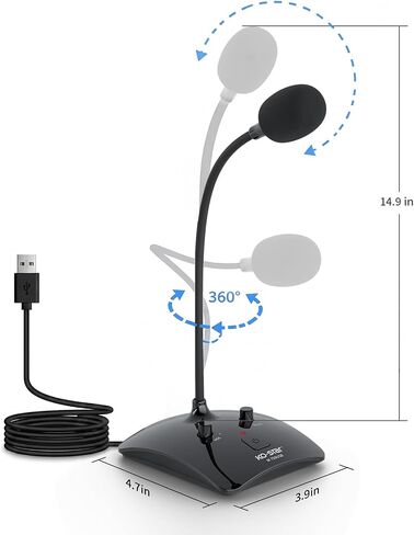 USB Gooseneck Conference Microphone, Flexible 360° Omnidirectional Desktop Mic with Noise-Canceling, Mute Button & Volume Control, Plug & Play for Meeting, Streaming, Podcast, PC/Mac/Laptop in Saudi Arabia