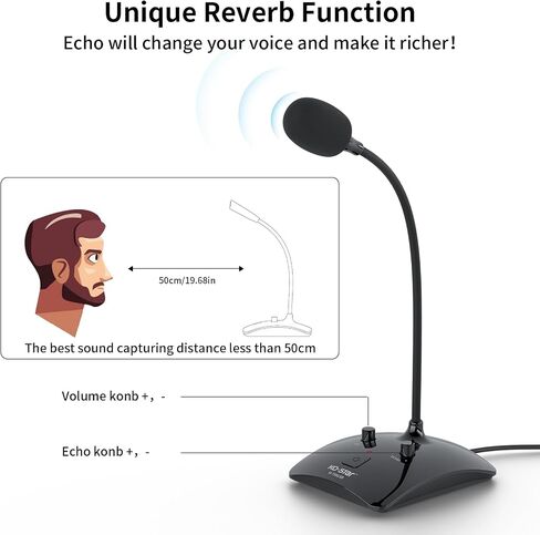 USB Gooseneck Conference Microphone, Flexible 360° Omnidirectional Desktop Mic with Noise-Canceling, Mute Button & Volume Control, Plug & Play for Meeting, Streaming, Podcast, PC/Mac/Laptop in Saudi Arabia