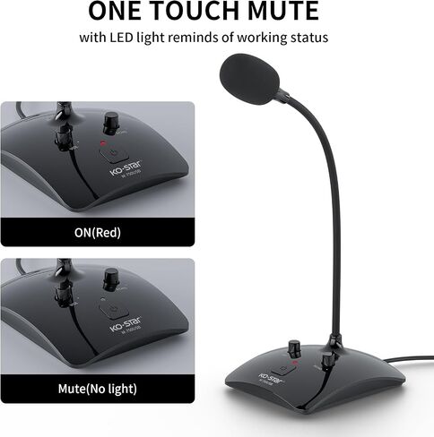 USB Gooseneck Conference Microphone, Flexible 360° Omnidirectional Desktop Mic with Noise-Canceling, Mute Button & Volume Control, Plug & Play for Meeting, Streaming, Podcast, PC/Mac/Laptop in Saudi Arabia