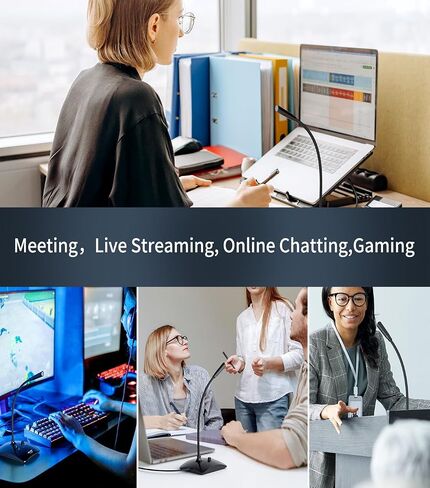 USB Gooseneck Conference Microphone, Flexible 360° Omnidirectional Desktop Mic with Noise-Canceling, Mute Button & Volume Control, Plug & Play for Meeting, Streaming, Podcast, PC/Mac/Laptop in Saudi Arabia