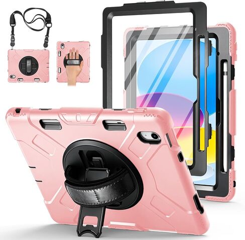 Miesherk STOCK Case for iPad Pro 12.9 6th/5th/4th/3rd(2022/2021/2020/2018) | Shockproof Protective Silicone Cover with Rotatable Stand-Screen Protector-Handle- Shoulder strap- Pencil holder in Saudi Arabia