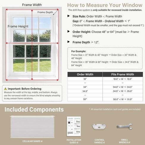 SUNOFF Cordless No Drill Light Filter Cellular Shades, 24" W x 48" H, Linen | Honeycomb Blinds for Indoor Windows, Free-Stop Pleated Blinds for Home, Thermal Insulating & Noise Reducing in Saudi Arabia