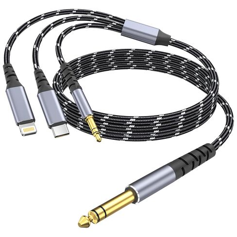 Lightning to 1/4 TRS Audio Stereo Cable, 3 in 1 to 1/4 Male Aux Audio Cord Compatible with iPad, iPhone 13 Pro for Amplifier, Mixer, Home Theater, Speaker ect 3.3FT in Saudi Arabia