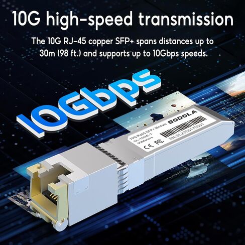 SODOLA 10GBase-T RJ45 SFP+ Module, 10G SFP+ Transceiver(1 Pack) | 10G SFP+ RJ-45 Copper Transceiver for SODOLA, SFP to Ethernet, Plug&Play,Hot Pluggable,Up to 30m Distance Copper SFP Modules in Saudi Arabia