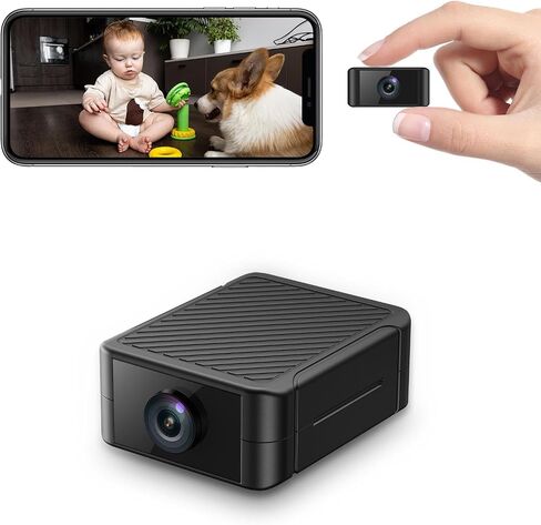 4K Hidden Camera, Wireless Mini Spy Camera with WiFi, Night Vision, Motion Detection Alerts, App Remote View, Rechargeable Battery, SD Card & Cloud Storage, Nanny Cam for Home, Office and Pets, Black in Saudi Arabia