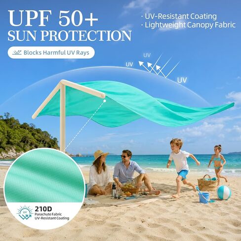 CHERIMOR Inflatable Beach Shade with Auto Pump, Up to 5 People, UPF 50+ | Wind-Powered Portable Sun Shade Canopy with 96 Sq. Ft. of Coverage and 2-Minute Setup for Beach Trips and Outdoor Relaxation in Saudi Arabia