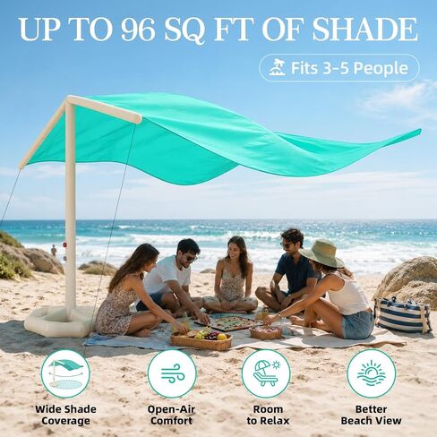 CHERIMOR Inflatable Beach Shade with Auto Pump, Up to 5 People, UPF 50+ | Wind-Powered Portable Sun Shade Canopy with 96 Sq. Ft. of Coverage and 2-Minute Setup for Beach Trips and Outdoor Relaxation in Saudi Arabia