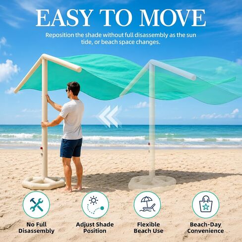 CHERIMOR Inflatable Beach Shade with Auto Pump, Up to 5 People, UPF 50+ | Wind-Powered Portable Sun Shade Canopy with 96 Sq. Ft. of Coverage and 2-Minute Setup for Beach Trips and Outdoor Relaxation in Saudi Arabia