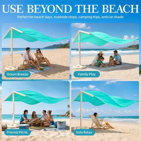 CHERIMOR Inflatable Beach Shade with Auto Pump, Up to 5 People, UPF 50+ | Wind-Powered Portable Sun Shade Canopy with 96 Sq. Ft. of Coverage and 2-Minute Setup for Beach Trips and Outdoor Relaxation in Saudi Arabia