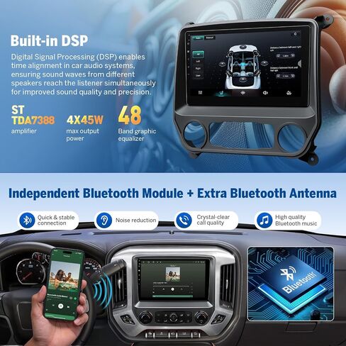 Eonon Android 14 Car Stereo for Chevy Silverado GMC Sierra 2014-2018 | 4+64GB Wireless CarPlay Android Auto GPS Navigation Bluetooth WiFi | Tahoe Yukon Suburban Equinox swc plug and play in Saudi Arabia