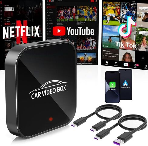 3-in-1 Magic Video Box—Wireless CarPlay & Android Auto Adapter Support Netflix,YouTube,TikTok,TF Card,Wired-to-Wireless Conversion, No Latency Car Play AI Box for Cars from 2016 & IOS10+/ Android 11+ in Saudi Arabia