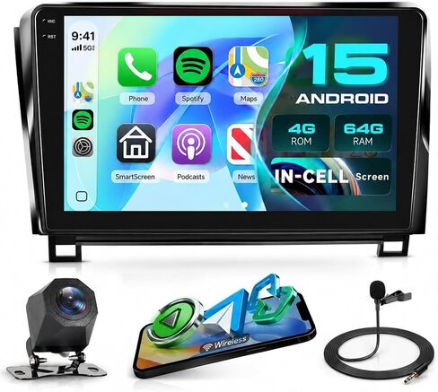 Car Stereo for Toyota Tundra 2007-2013/Toyota Sequoia 2008-2018, [4G+64G] Android 15 Car Radio Wireless Carplay Android Auto, 10.1'' in-Cell Screen GPS/Bluetooth/FM RDS/32EQ/5G-WiFi Backup Camera SWC in Kuwait