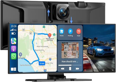 Wireless A-pple Carplay Screen for Car, Largest 11.5'' Carplay & Android Auto Car Stereo Touchscreen with 4K Dash Cam and 1080P Backup Camera,Voice Control/GPS Navigation/Mirror Link/Bluetooth/AUX/FM in Saudi Arabia