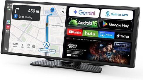 LAMTTO 11" AI Wireless CarPlay Screen with Google Play & Android 15 | Car Play & Android Auto with Gemini AI,Split-Screen,Backup Camera,GPS,60fps,AirPlay,OTA — For Trips,Commutes,Family Travel in Saudi Arabia