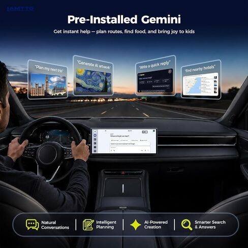 LAMTTO 11" AI Wireless CarPlay Screen with Google Play & Android 15 | Car Play & Android Auto with Gemini AI,Split-Screen,Backup Camera,GPS,60fps,AirPlay,OTA — For Trips,Commutes,Family Travel in Saudi Arabia