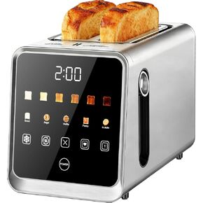 Smart Toaster 2 Slice with Touchscreen, 900W Stainless Steel Wide Slot 1.5 Inch, BreadID Tech Live Countdown Timer, Memory Function, Defrost Reheat for Bagel Waffle Bread, Kitchen Essentials in Saudi Arabia