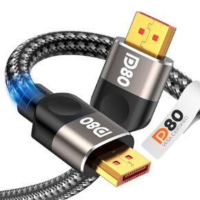 Highwings 80Gbps DisplayPort Cable 2.1 [VESA Certified] DP 2.1 Cable 6.6FT | 16K@60Hz, 8K@240Hz, 4K@480Hz, HDR, HDCP 2.3, DSC 1.2a, Compatible with G-Sync FreeSync Gaming Monitor 5090, AMD 7900XTX in Saudi Arabia