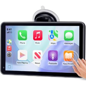 Portable Carplay Screen with Backup Camera - Bluetooth Fast Connects in 1s | HD 1080P Touchscreen Supports Both Apple CarPlay & Android Auto - No Dashboard Removal, GPS Navigation, Voice Control in Saudi Arabia