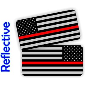 Pair - REFLECTIVE Thin Red Line Firefighter American Flag Hard Hat Stickers | USA Black Ops Decals | Tactical Gear Survival Labels | Fire Rescue EMT Paramedic Flags Toolbox Helmet Patriotic Old Glory in Saudi Arabia