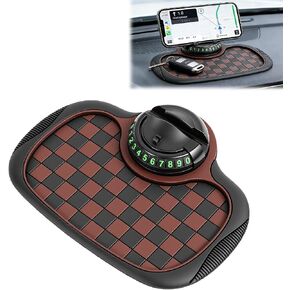 Multifunction Car Anti-Slip Mat, 360° Rotatable Phone Holder Dashboard Pad with Temporary Parking Number, Universal Anti-Slip Car Dashboard Mat for Phones Keys Sunglasses Gadgets (Black) in Saudi Arabia