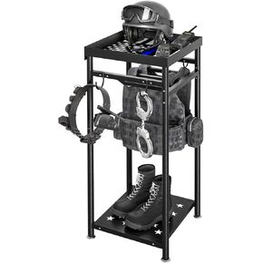 POOAMY Police Gear Stand, Tactical Police Hanger with Hooks, Freestanding Police Gear Rack for Gun Storage, Body Armor Stand for Storing Uniform, Duty Belt and Vest Hanger, Police Gift, Black in Saudi Arabia