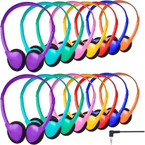 20 Pack Bulk Classroom Headphones for Students Kids School | Wholesale Headphones Class Set with 3.5mm Jack for Chromebook Laptop PC Computer (Mixed Colors) in Saudi Arabia