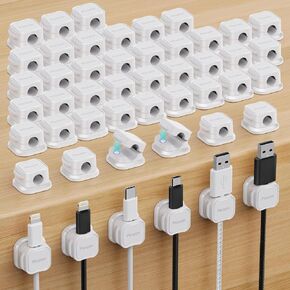 24 Pack Magnetic Cable Clip Organizer Cord Holder, Picozon Adhesive Cable Management, Wire Phone USB Charger Cable Holder, Keeper Organizer for Office Home Desktop Table - White in Saudi Arabia