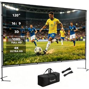 Outdoor Projector Screen with Stand, Portable 16:9 (120-inch) | 4K HD, Wrinkle-Free Display, Washable Fabric, Outdoor Ready, Easy Setup, Carry Bag Included in Saudi Arabia