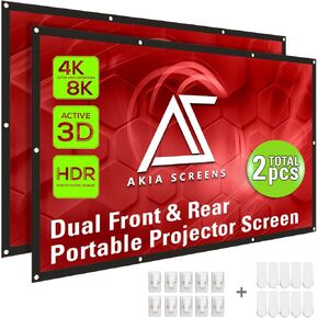 Akia Screens 120" Dual Projection Projector Screen, 16:9 Front & Rear, Portable Foldable Anti-Crease, 8K / 4K Ultra HD Ready Indoor Outdoor Home Theater Screen, AK-DIYOUTDOOR120H1. in Saudi Arabia