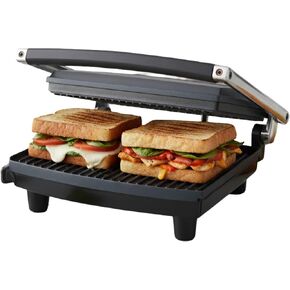 Panini Press Gourmet Grilled Cheese and Sandwich Maker - Electric Indoor Grill with Drip Tray for Healthy Cooking Options (Silver) in Saudi Arabia