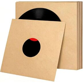 10 PCS 12" Vinyl Record Sleeves – 350GSM Blank Album Jackets with Center Hole, Anti-Static Protective Covers for 12-Inch Records Storage & Display (Kraft) in Kuwait