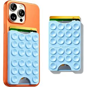 Anteel Silicone Suction Cup Card Holder Suitable for Phone Cases, Phone Wallet Stick to The Back of The Phone, Can Hold Up to 3 Cards, Suitable for Selfies and Videos, 2.28"x3.54" (Chalk Pink) in Saudi Arabia
