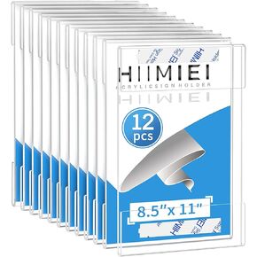 HIIMIEI Acrylic Sign Holder 8.5 x 11 Wall Mounted with Double Sided Tape, 8 1/2 x 11 Clear Plastic Frame for Office, Home, Store, and Restaurant No Drilling (6 Pack) in Saudi Arabia