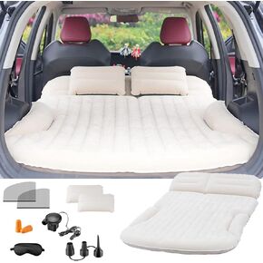 SUV Air Mattress Thick Double-Sided Flocked Car Mattress with Pump Black | Includes 2 Pillows & 2 Window Screens, Inflatable Travel Mattress for SUV Trunk & Rear Seat in Saudi Arabia