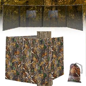 FUNHORUN Hunting Tree Stand Blind, 142" x 35" See Through Blinds Cover | Camo Ladder Stand Cover for 2-3 Person, Deer Blind with Dual Pockets, Ground Blind with Quiet Zipper, Hunting Accessories in Saudi Arabia