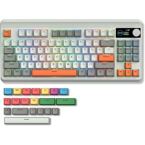 Womier Retro 75% Gaming Keyboard with OLED Display&Knob, M87 Pro Bluetooth 5.1/2.4GHz /USB-C Wireless Mechanical Keyboard with Hot-Swappable Custom Switch, Compact Gamer RGB Keyboard-Grey | M87 Pro Bluetooth 5.1/2.4GHz /USB-C Custom Mechanical Gaming Keyb in Saudi Arabia