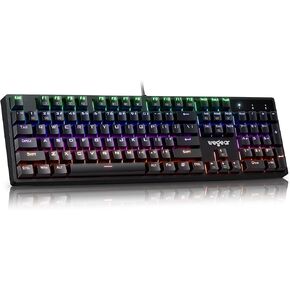 wegear Wired Mechanical Gaming Keyboard with Clicky Switch,104-Key, Black | Full Size, 11 Modes RGB Backlit, Anti-Ghosting, Double-Shot ABS Keycaps, Lighted Computer Key-Board for PC Windows in Kuwait