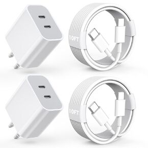 10FT iPhone Fast Charger,[Apple MFi Certified] 2Pack PD Dual Apple Fast Charger USBC Charge Block 10Foot Lightning Cable Cord Quick Charging for iPhone 14/Pro/Pro Max/Plus/13/12/11/XS/XR/X/SE2022/iPad in Saudi Arabia