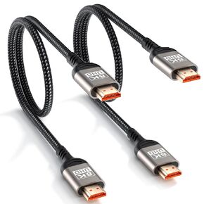 Short HDMI Cable 2FT, 8K HDMI 2.1 Cable 2Pack, High Speed HDMI Cord | Braided HDMI Cord 2 Foot, 48Gbps, 8K@60Hz, 4K@120Hz, eARC, HDR10+, HDCP2.3, Compatible for PS5, Monitor, Camera, TV Box, HDTV in Saudi Arabia