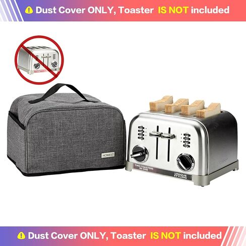 HOMEST Toaster Cover with Pockets Compatible with Cuisinart 4 Slice, Can Hold Jam Spreader Knife & Toast Machine Tongs, Dust and Fingerprint Protection, Grey | Can Hold Jam Spreader Knife & Toast Machine Tongs, Dust and Fingerprint Protection, Grey in Saudi Arabia
