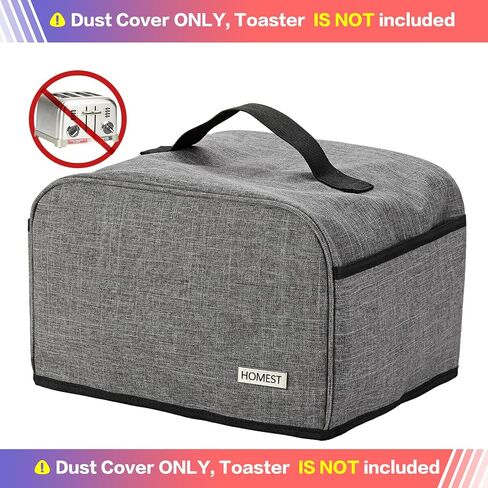 HOMEST Toaster Cover with Pockets Compatible with Cuisinart 4 Slice, Can Hold Jam Spreader Knife & Toast Machine Tongs, Dust and Fingerprint Protection, Grey | Can Hold Jam Spreader Knife & Toast Machine Tongs, Dust and Fingerprint Protection, Grey in Saudi Arabia