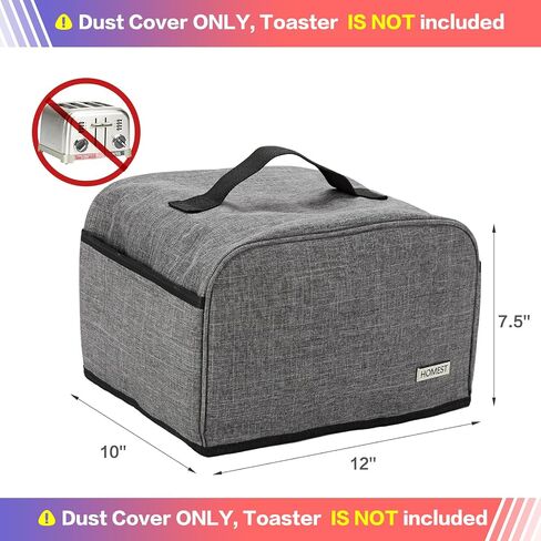 HOMEST Toaster Cover with Pockets Compatible with Cuisinart 4 Slice, Can Hold Jam Spreader Knife & Toast Machine Tongs, Dust and Fingerprint Protection, Grey | Can Hold Jam Spreader Knife & Toast Machine Tongs, Dust and Fingerprint Protection, Grey in Saudi Arabia