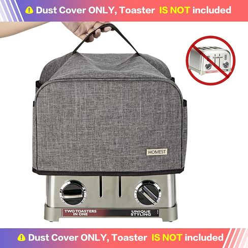 HOMEST Toaster Cover with Pockets Compatible with Cuisinart 4 Slice, Can Hold Jam Spreader Knife & Toast Machine Tongs, Dust and Fingerprint Protection, Grey | Can Hold Jam Spreader Knife & Toast Machine Tongs, Dust and Fingerprint Protection, Grey in Saudi Arabia