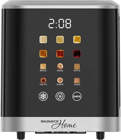 MAGNAVOX HOME, 2 Slice Smart Toaster, Touchscreen, Wide Slot for Bread, English Muffins, Croissants, and Bagels, 5 Adjustable Toast Settings, Cancel and Defrost, 6 Bread Types & Shade Settings in Saudi Arabia