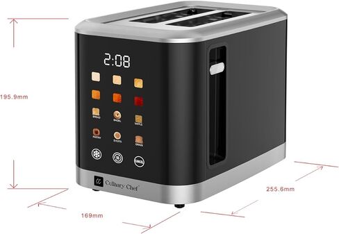 MAGNAVOX HOME, 2 Slice Smart Toaster, Touchscreen, Wide Slot for Bread, English Muffins, Croissants, and Bagels, 5 Adjustable Toast Settings, Cancel and Defrost, 6 Bread Types & Shade Settings in Saudi Arabia