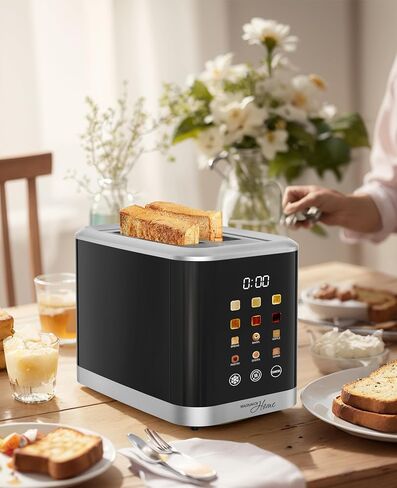 MAGNAVOX HOME, 2 Slice Smart Toaster, Touchscreen, Wide Slot for Bread, English Muffins, Croissants, and Bagels, 5 Adjustable Toast Settings, Cancel and Defrost, 6 Bread Types & Shade Settings in Saudi Arabia