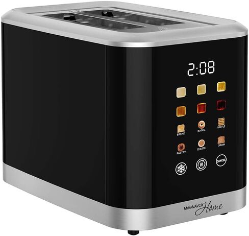 MAGNAVOX HOME, 2 Slice Smart Toaster, Touchscreen, Wide Slot for Bread, English Muffins, Croissants, and Bagels, 5 Adjustable Toast Settings, Cancel and Defrost, 6 Bread Types & Shade Settings in Saudi Arabia