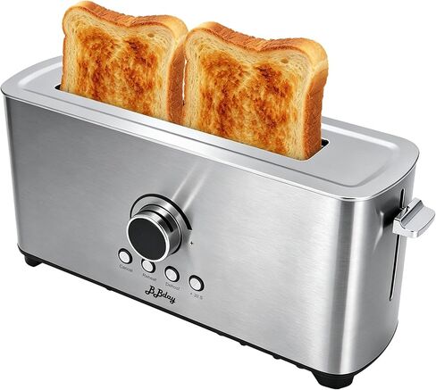 2 Slice Toaster, Long Slot Stainless Steel, 7 Browning Settings | Reheat, Defrost, Cancel, Removable Crumb Tray, Compact Design, Bagel & Thick Bread Compatible, Overheat Protection in Saudi Arabia